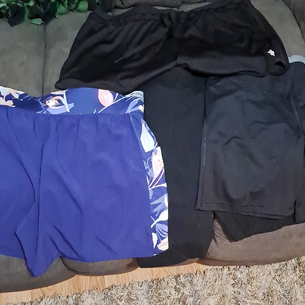 Women's Athletic Shorts - Black and Blue